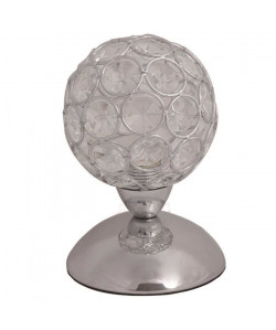 Lampe de chevet tactile boule en chromé et verre cristal ? Ř 10 cm