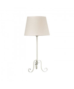 Lampe charme blanc  abatjour en coton blanc ? H 40 cm