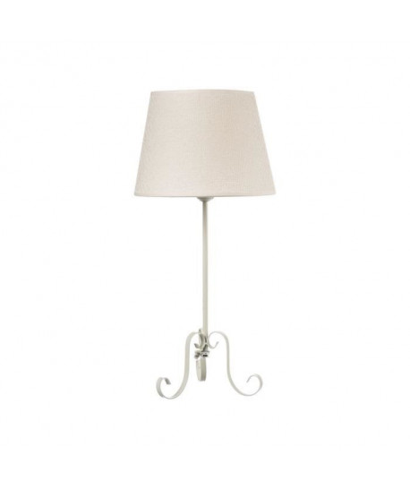 Lampe charme blanc  abatjour en coton blanc ? H 40 cm