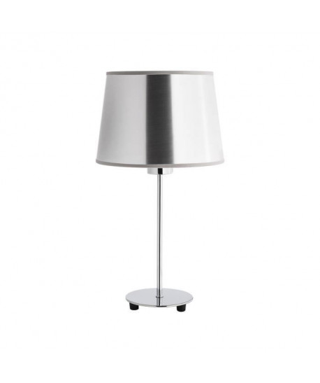 Lampe chromée  abatjour aspect métal satiné  Ř 22 x H30 cm