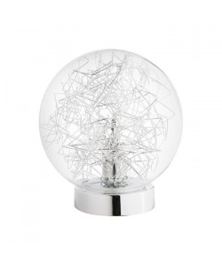 Lampe tactile en verre et filament métallique gris  Ř 18 x H 20 cm