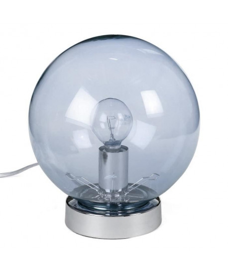 Lampe tactile en verre fumé gris  Ř 18 x H 20 cm