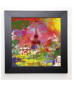 HOLZACH Image encadrée Paris 37x37 cm Multicolore