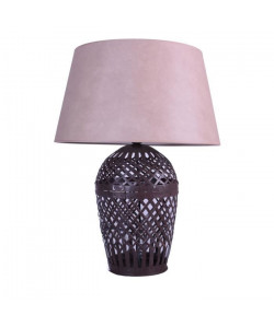 Lampe a poser en métal oxydé  abatjour en coton creme  H 60 x Ř 48 cm