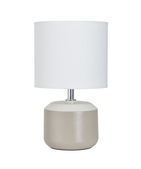 KAWAI Lampe base ronde  Ř 30 x H 47 cm  Beige taupe et blanc