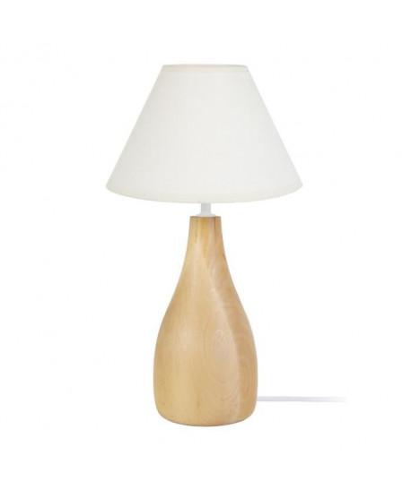 Lampe Bouteille bois  Abat jour coton empire  Bois naturel  E27