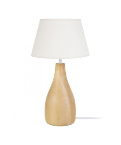 Lampe Bouteille bois  Abat jour coton tambour  Bois naturel  E27