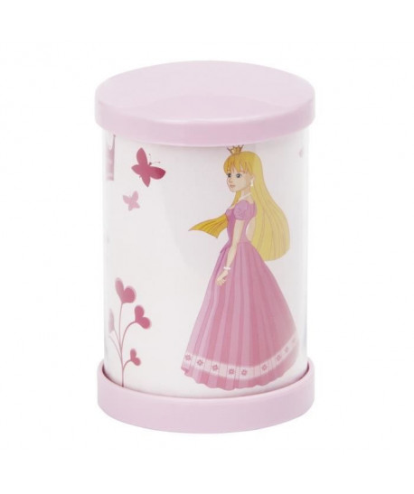 Lampe veilleuse LED enfant push Princess hauteur 10,9 cm Ř7 cm rose