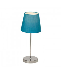 KASHA Lampe a poser/chevet  tactile chrome et tissu bleu