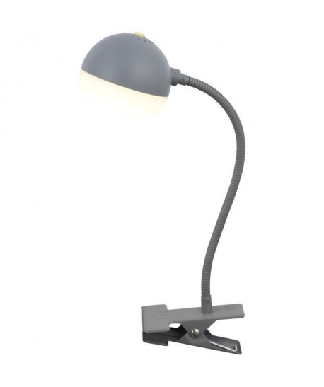 BRILLIANT Lampe de bureau Aylin flexible avec fixation \"pince\" et interrupteur sur tete  Gris