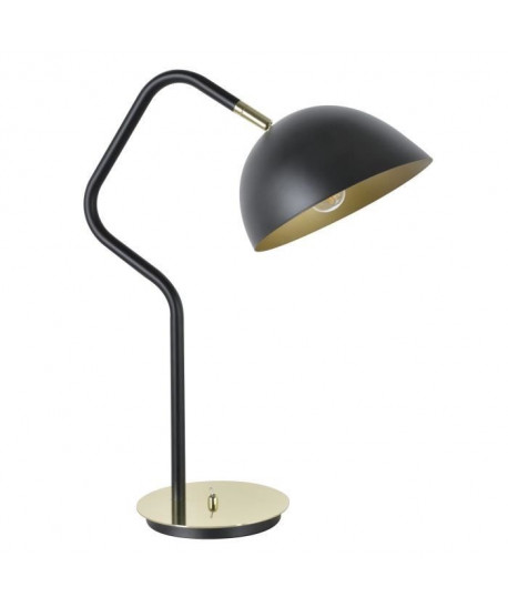 MILES Lampe a poser en métal  Tete articulée  H 50 cm  Noir et laiton  E14 40W