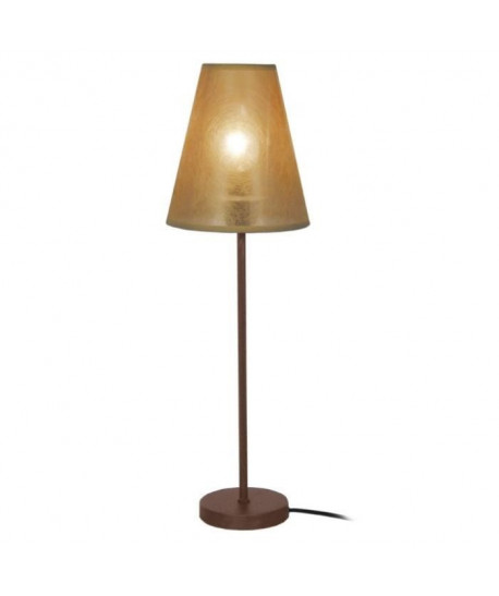 TRIPOLI Lampe de chevet acier 16x16x40 cm  Marron et ambre