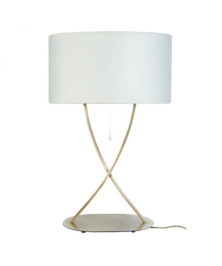 ELÉGANCE Lampe a poser acier carré 40x40x65 cm  Creme