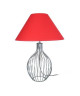 RUGBY Lampe a poser fil acier 45x45x62 cm  Alu et rouge