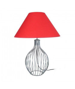 RUGBY Lampe a poser fil acier 45x45x62 cm  Alu et rouge