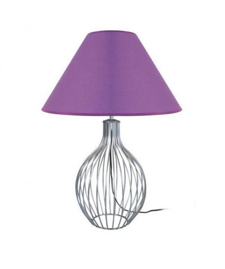 RUGBY Lampe a poser fil acier 45x45x62 cm  Alu et violet