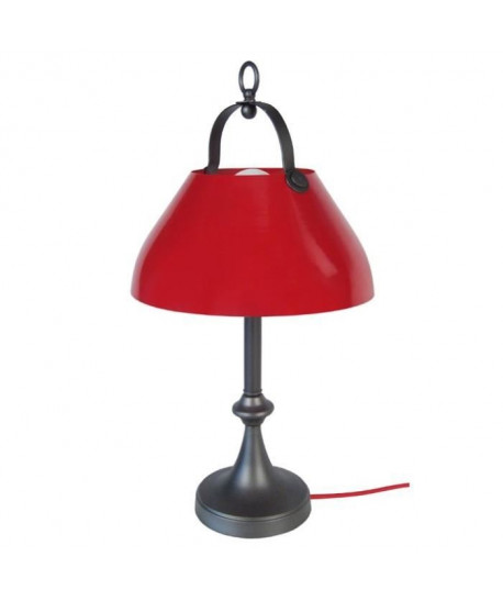 CLOCHE BARRE Lampe a poser acier 29,5x29x57 cm  Anthracite et rouge