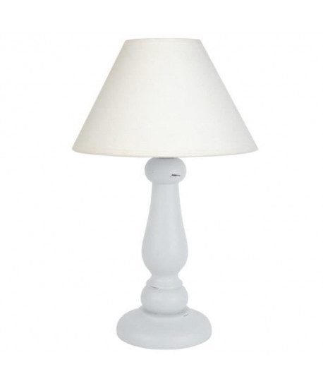 FRÉJUS Lampe a poser Bois acier 25x25x40 cm  Blanc cérusé