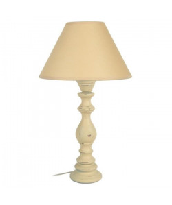 BAGNOLET Lampe a poser Bois de hetre 30x30x43 cm  Creme cérusé