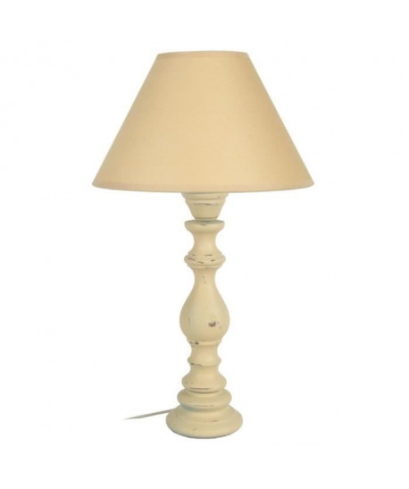 BAGNOLET Lampe a poser Bois de hetre 30x30x43 cm  Creme cérusé