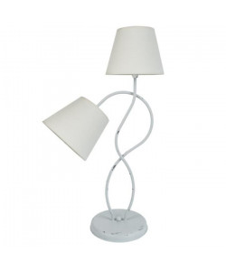 BALAZUC Lampe a poser acier cérusée 40x40x65 cm  Blanc