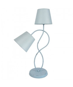 BALAZUC Lampe a poser acier cérusée 40x40x65 cm  Gris bleu