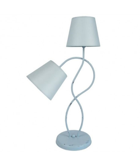 BALAZUC Lampe a poser acier cérusée 40x40x65 cm  Gris bleu