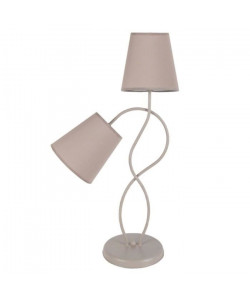 BALAZUC Lampe a poser acier cérusée 40x40x65 cm  Taupe