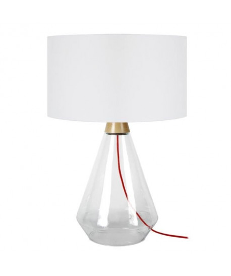 KUOPIO Lampe a poser Verre soufflé 35x35x53 cm  Transparent et blanc