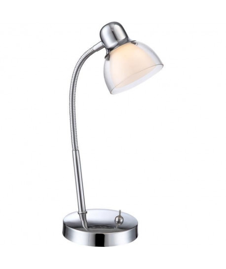 GLOBO LIGHTING Lampe a poser avec interrupteur  LED incluse  Ř 36 x H 26  Chrome Acrylique Translucide Blanc