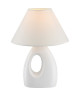 Lampe a poser céramique  Tissu blanc  Interrupteur  Ř 20 x H 26 cm  Blanc