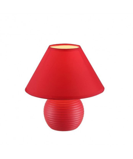 Lampe a poser céramique  Tissu rouge  Interrupteur  Ř 20 x H 20 cm  Rouge