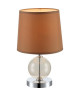 Lampe a poser chrome  Verre ambre  Tissu ambre  Interrupteur  Ř 18 x H 30 cm