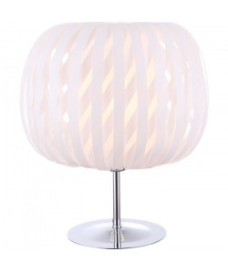 GLOBO LIGHTING Lampe a poser chrome et plastique  Interrupteur Ř 30 x H 30 cm  Blanc