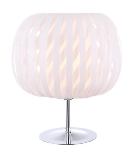 GLOBO LIGHTING Lampe a poser chrome et plastique  Interrupteur Ř 30 x H 30 cm  Blanc