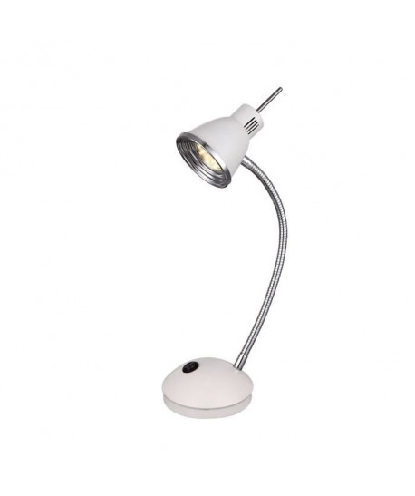 GLOBO LIGHTING Lampe a poser avec interrupteur LED incluse  Ř 24 x H 44 cm  Chrome Blanc