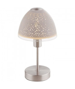 Lampe a poser en nickel mat 27x15x15cm Verre blanc