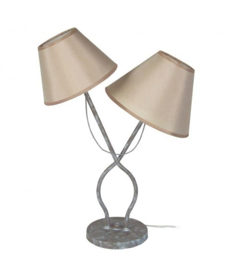 PROVENÇALE Lampe a poser acier 27x25x49 cm  Taupe et blanc