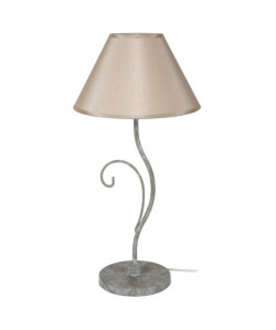 CÔTE D\'IVOIRE Lampe a poser acier 25x25x50 cm  Taupe et blanc