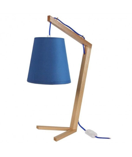 CHICKEN FOOT Lampe a poser Bois hetre  28x28x51cm  Bois/Bleu/Bleu