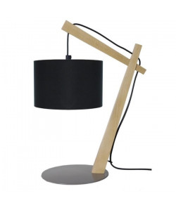 BELFORT Lampe a poser Bois hetre  29x29x35cm  Bois/Noir /Noir