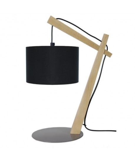 BELFORT Lampe a poser Bois hetre  29x29x35cm  Bois/Noir /Noir