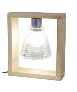 TRIUMPH Lampe a poser Bois Hetre massif verre soufflé  25x8x29cm  Transparent