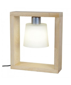 TRIUMPH Lampe a poser Bois Hetre massif verre soufflé  25x8x29cm  Opale