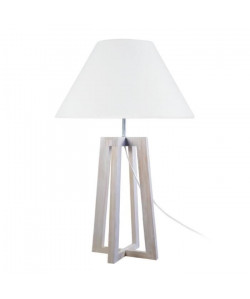 LOT Lampe Bois hetre  30x30x50cm  Blanc