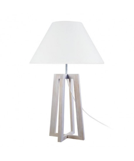 LOT Lampe Bois hetre  30x30x50cm  Blanc