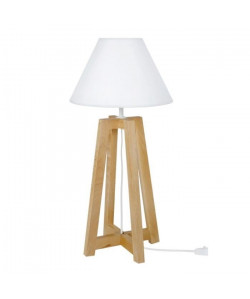 KALMAR Lampe a poser Bois de hetre  25x25x51cm  Naturel/Blanc Empire