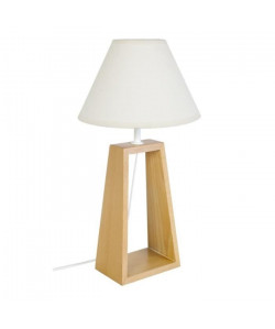 MIKELLI Lampe a poser Pyramide bois hetre  22x22x43cm  Bois/Écru Empire