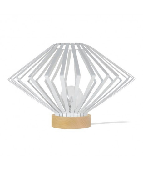 LAMELLES BÂLE Lampe a poser acier  37x37x34cm  Blanc