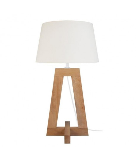 VILI 1 Lampe a poser Bois hetre acier  30x30x54cm  Bois Naturel/Écru